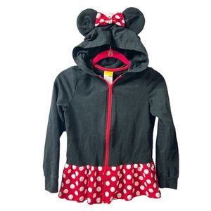 DISNEY Minnie Mouse Ruffle Hoodie Girls Size 10/12